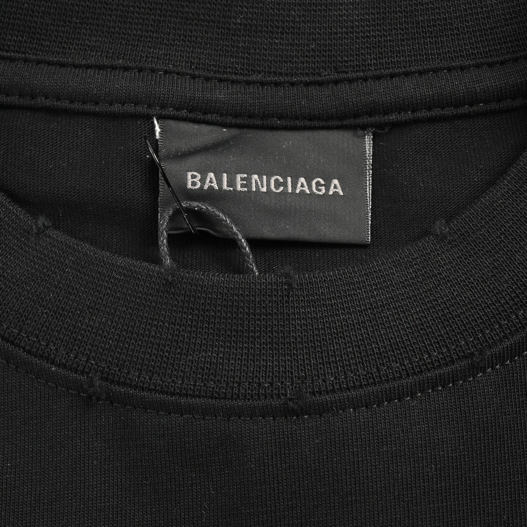 Balenciaga/巴黎世家 24ss 前后模糊字母印花短袖-黑色