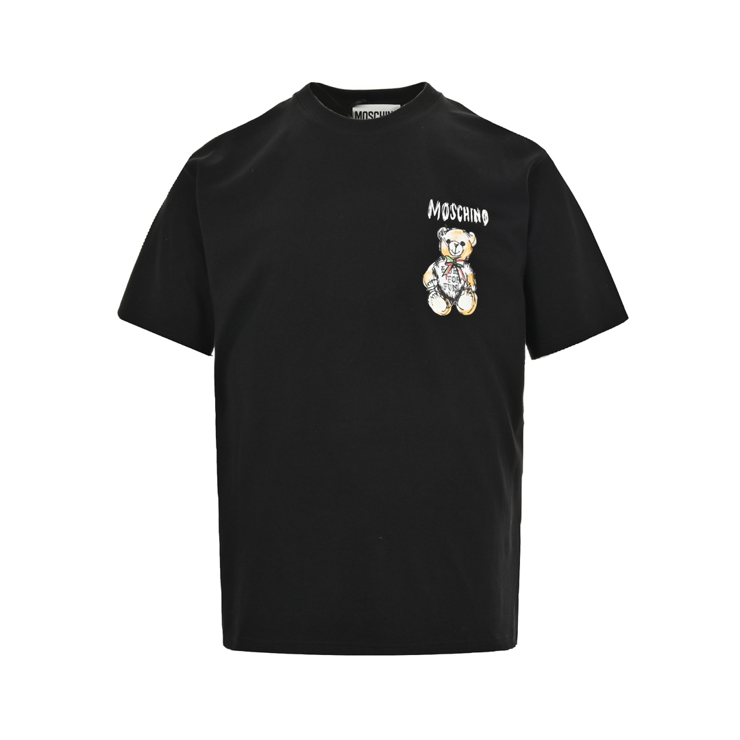Moschino Odzież T-Shirt Doodle Drukowanie Unisex Bawełna czesana Krótki rękaw