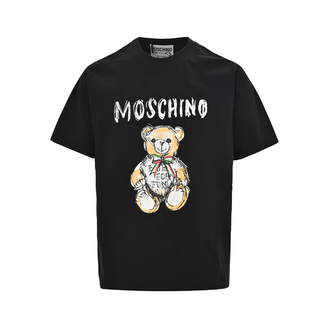 Moschino Odzież T-Shirt Kup replikę 2024
 Czarny Biały Drukowanie Unisex Vintage Krótki rękaw