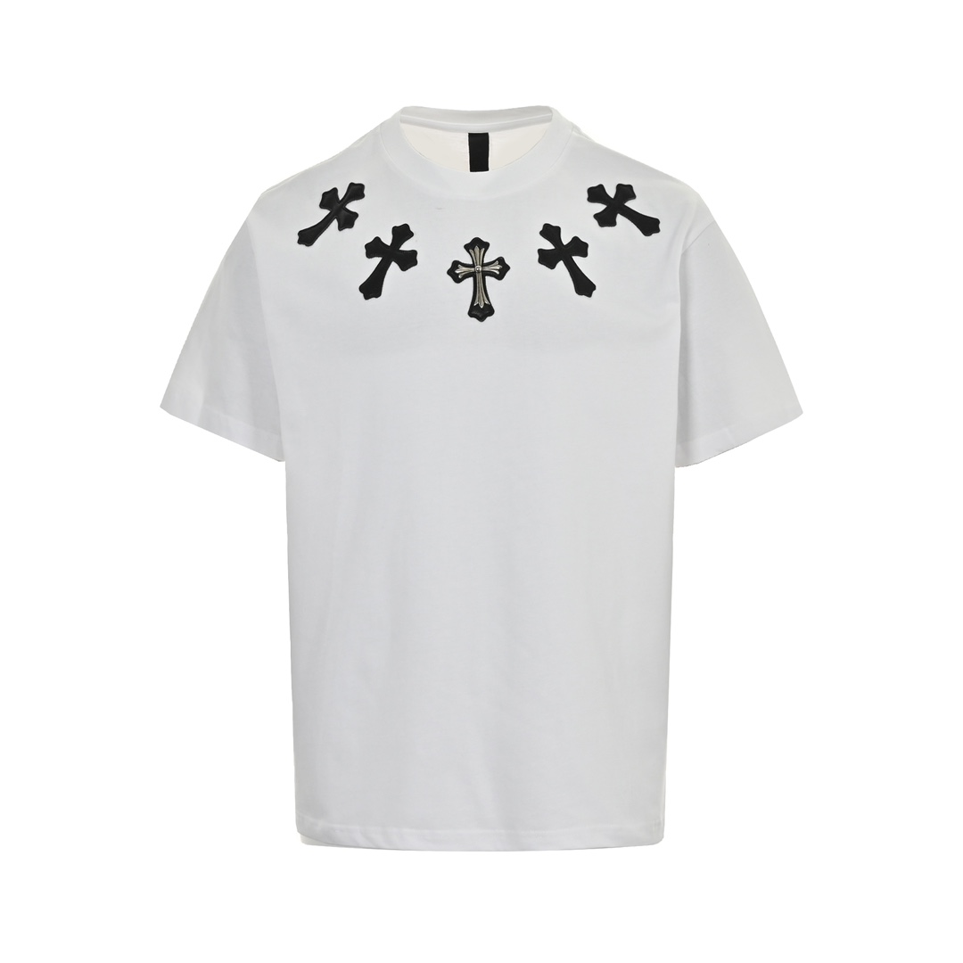 Chrome Hearts Odzież T-Shirt Bawełna Skóra jagnięca owcza Vintage Krótki rękaw