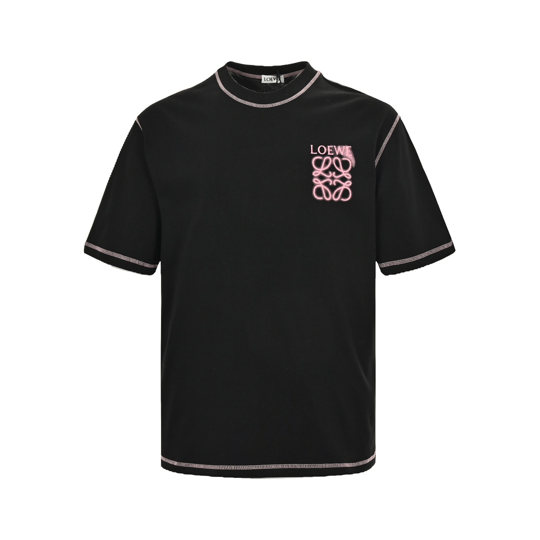Loewe Abbigliamento T-Shirt Nero Bianco Stampa Unisex Cotone Maniche corte