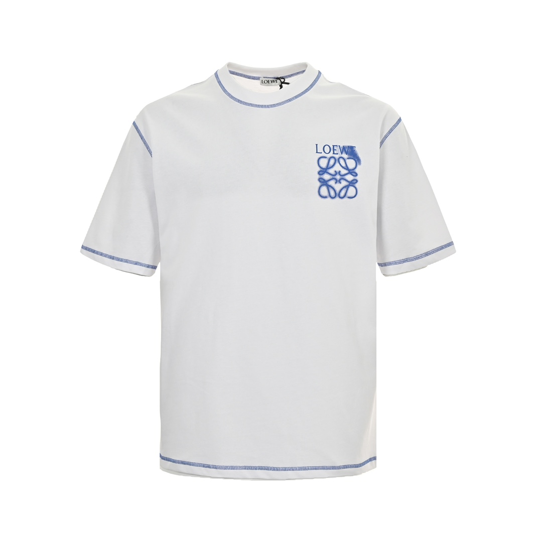 Loewe Abbigliamento T-Shirt 2024 repliche di lusso
 Nero Bianco Stampa Unisex Cotone Maniche corte