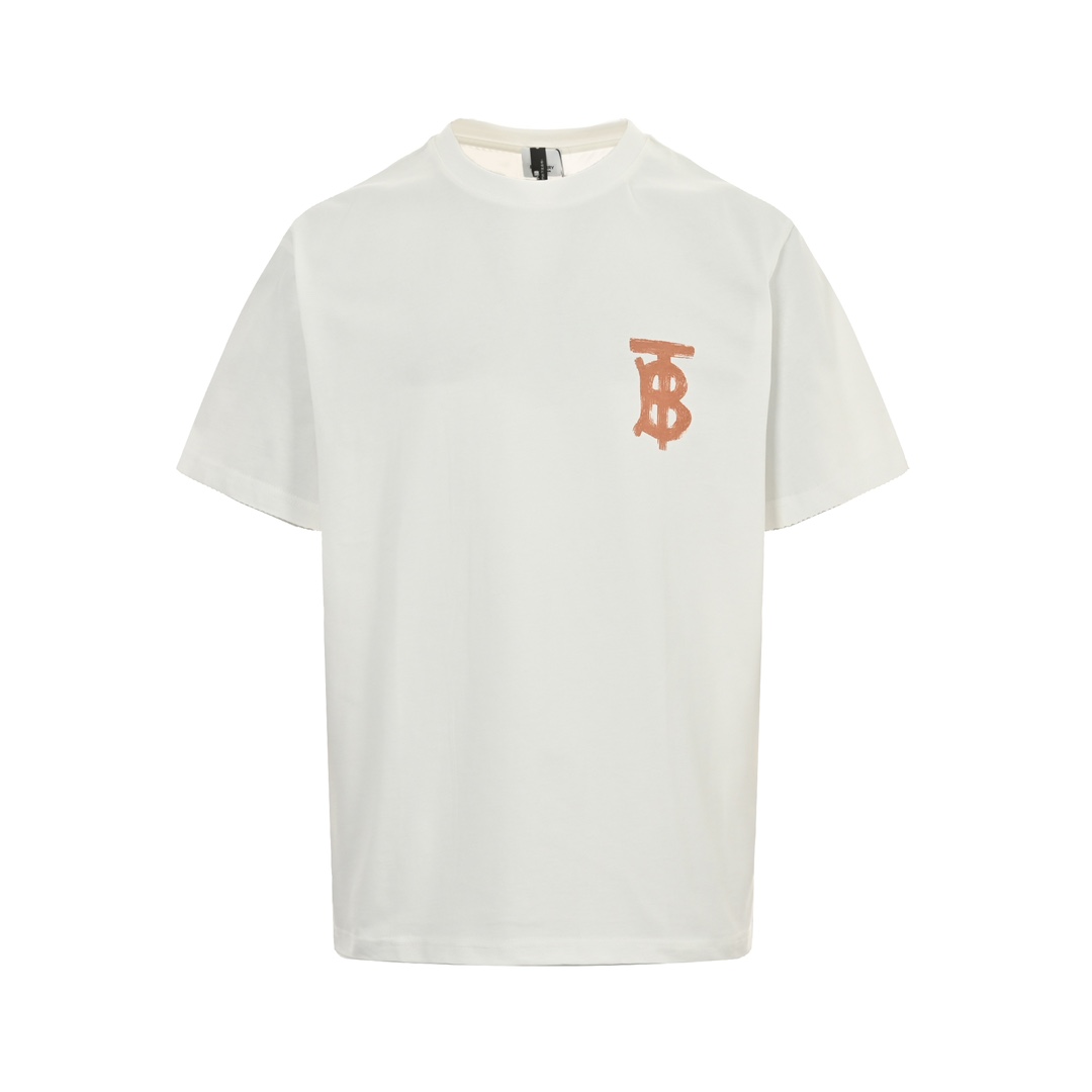 Burberry Odzież T-Shirt Brązowy Doodle Biały Drukowanie Unisex Bawełna Dzianiny Kolekcja letnia Fashion Krótki rękaw