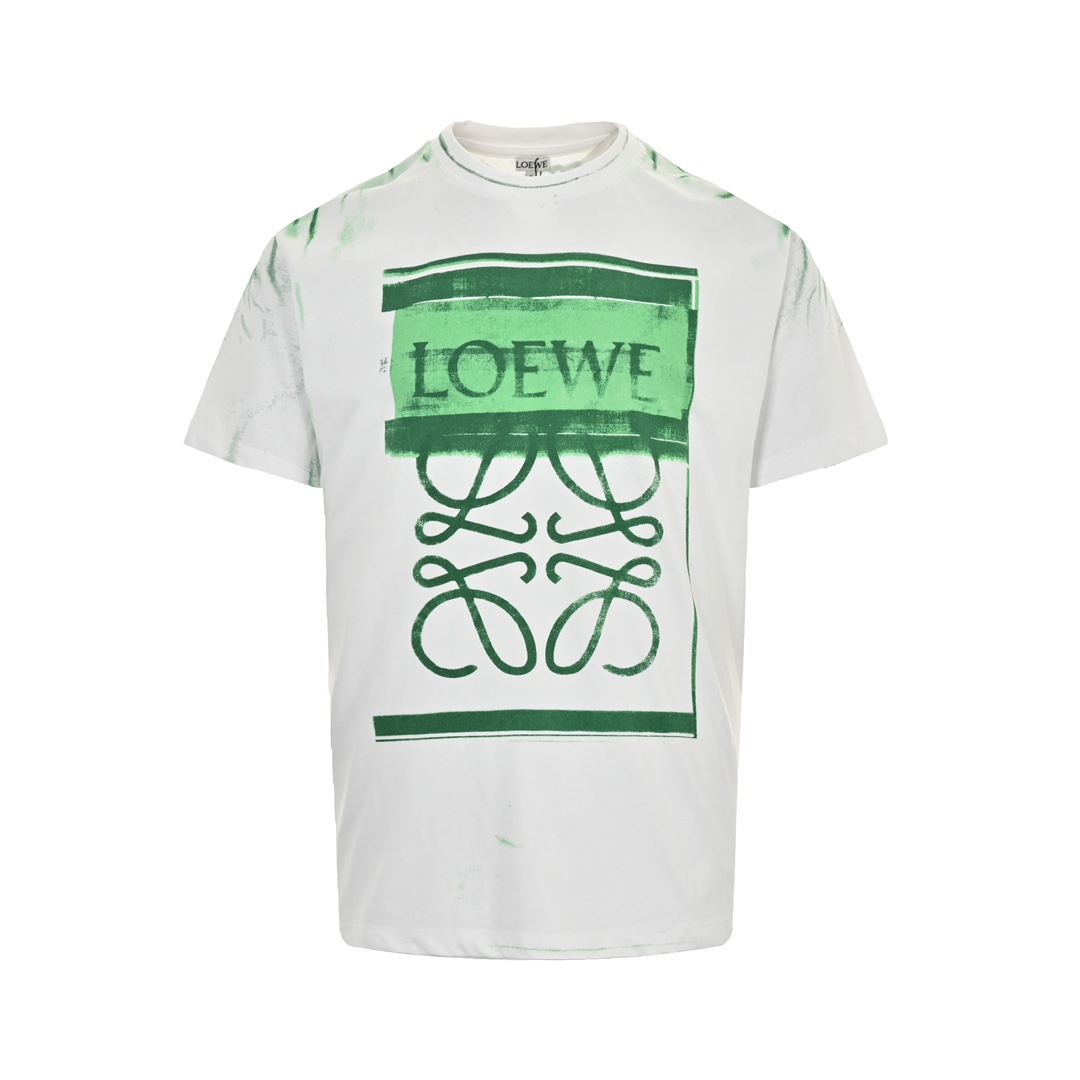 Loewe Odzież T-Shirt Doodle Zielony Różowy Drukowanie Bawełna Krótki rękaw