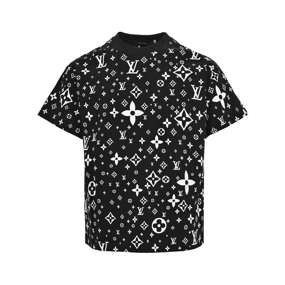Louis Vuitton Odzież T-Shirt Czarny Biały Unisex Bawełna podwójna przędza Kolekcja wiosenno-letnia Fashion Krótki rękaw
