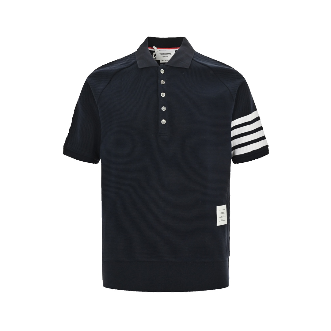 Thom Browne Abbigliamento Polo T-Shirt Blu Marrone Rosso Bianco Splicing Epi Cotone Maniche corte