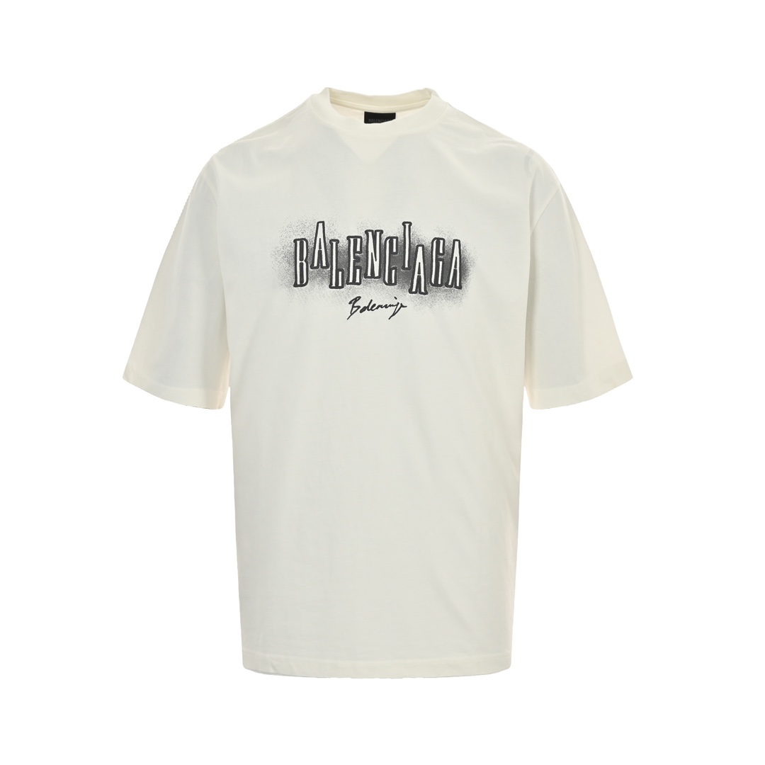 Balenciaga Abbigliamento T-Shirt Nero Bianco Stampa Unisex Maniche corte
