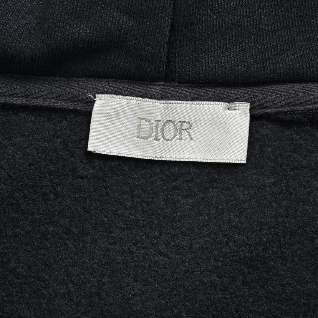 Dior/迪奥 24ss 小恐龙刺绣拉链外套 海军蓝棉质起绒面料联名主题图案刺绣袋鼠式口袋