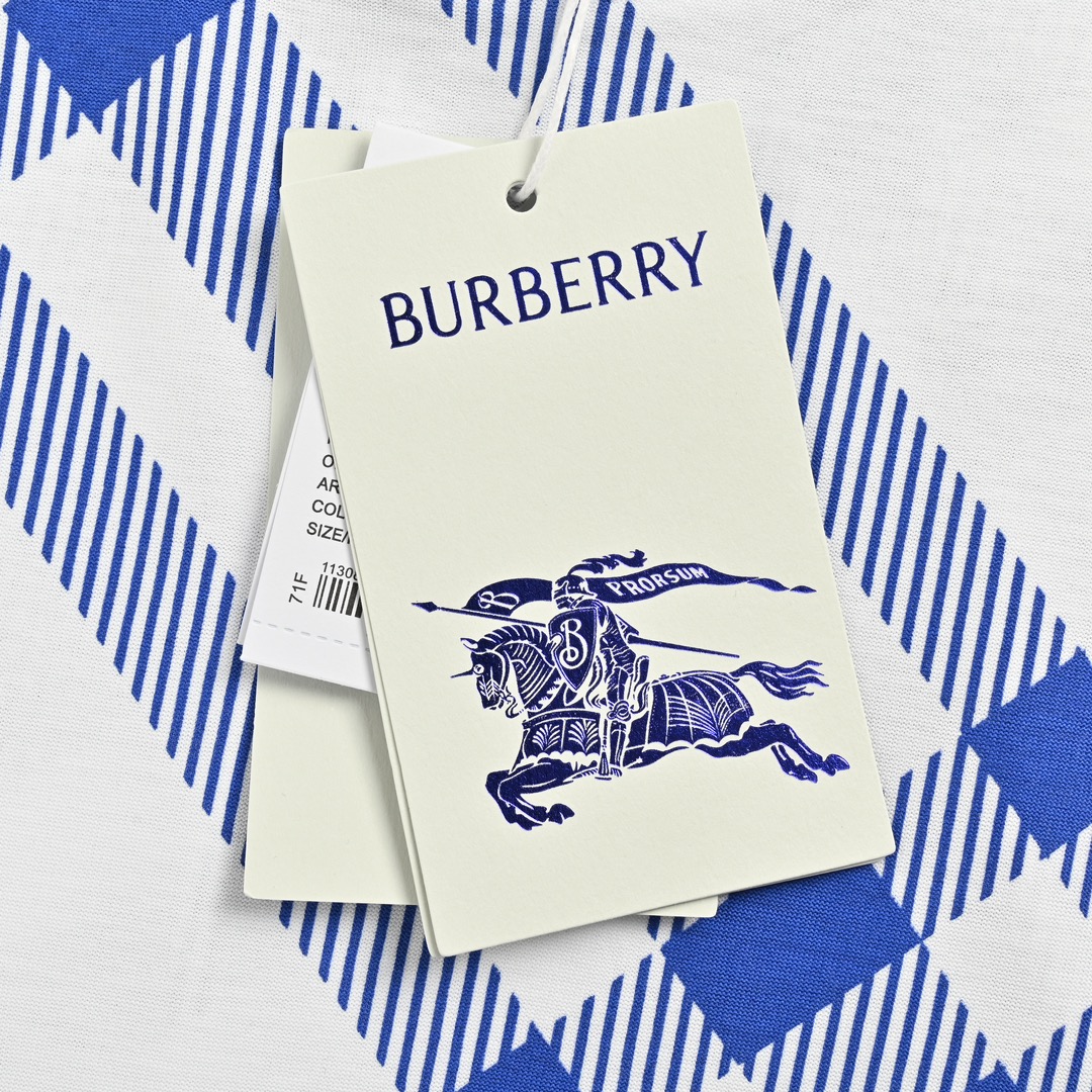 Burberry/巴宝莉 24ss 蓝色斜纹短袖