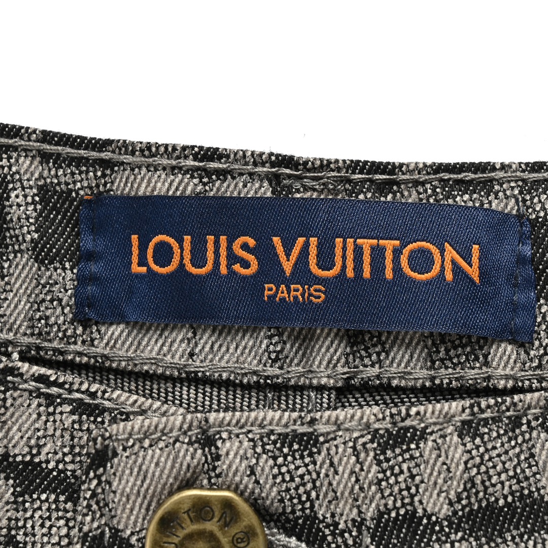 Louis Vuitton/路易威登 24ss 灰棋盘格印花牛仔短裤