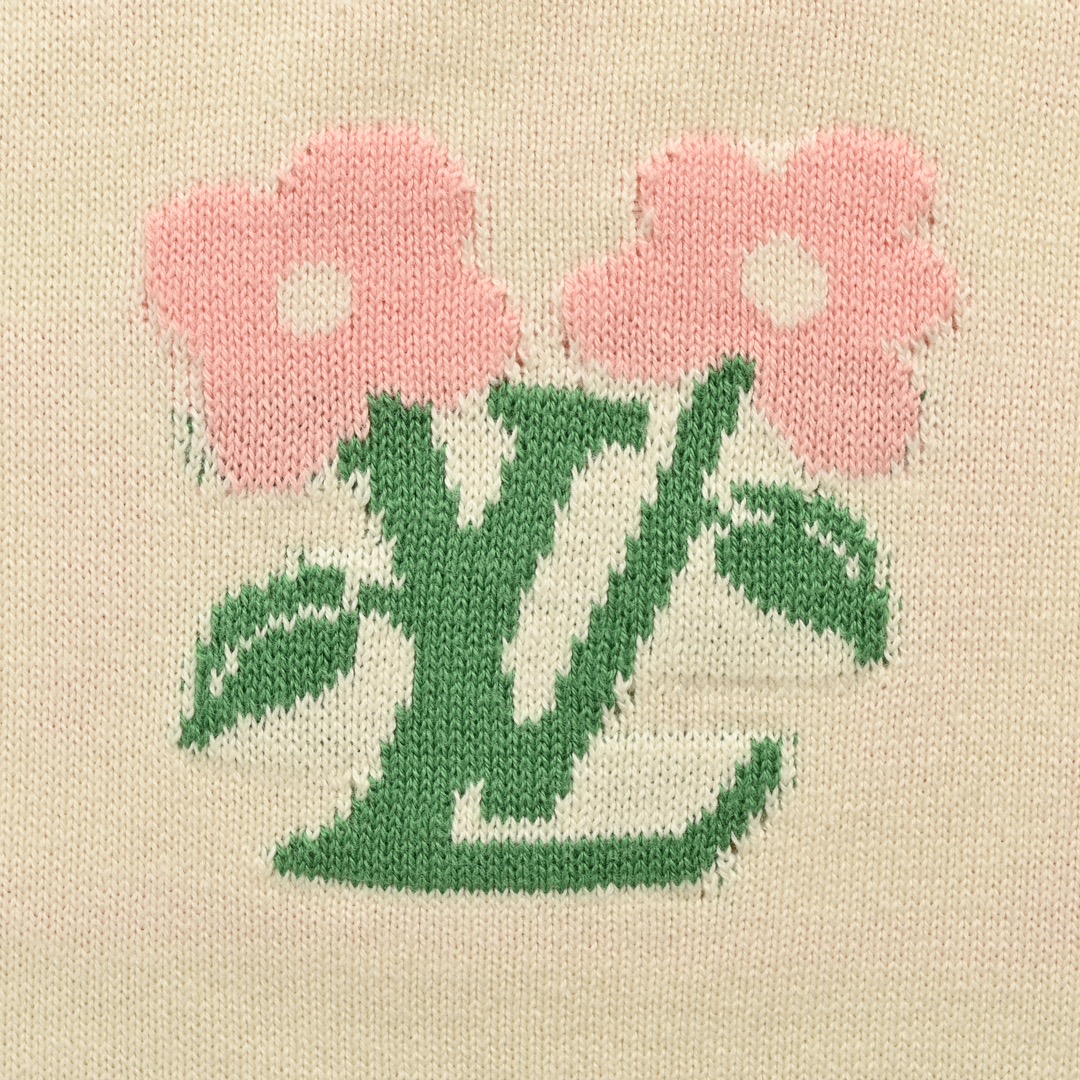 Louis Vuitton/路易威登 24ss 花朵提花针织短袖 棉质针织圆领衫