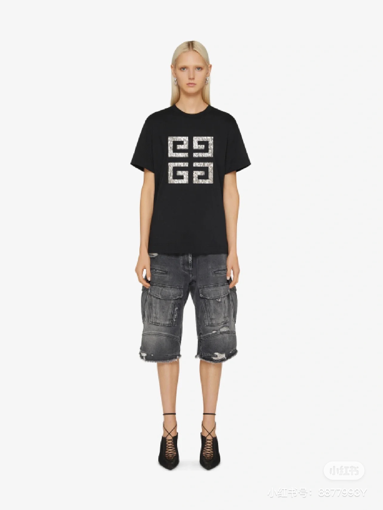 GIVENCHYGivenchy 24ss chest 4G large logo print short-sleeved upper body effec