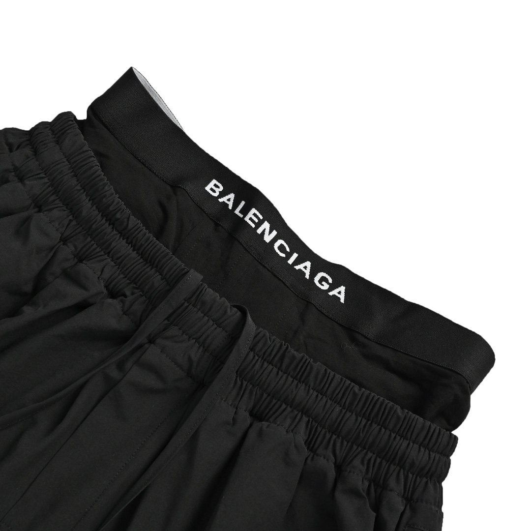 Balenciaga/巴黎世家 24ss 主标字母裤头短裤 定制朱地布弹力腰带