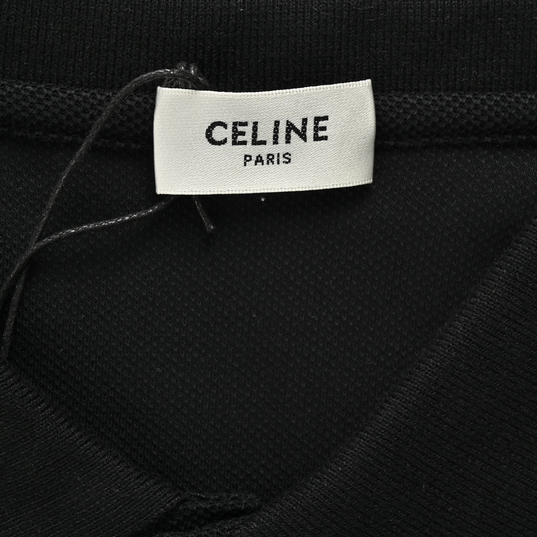 Celine/赛琳 24ss 凯旋门刺绣Polo短袖 黑色