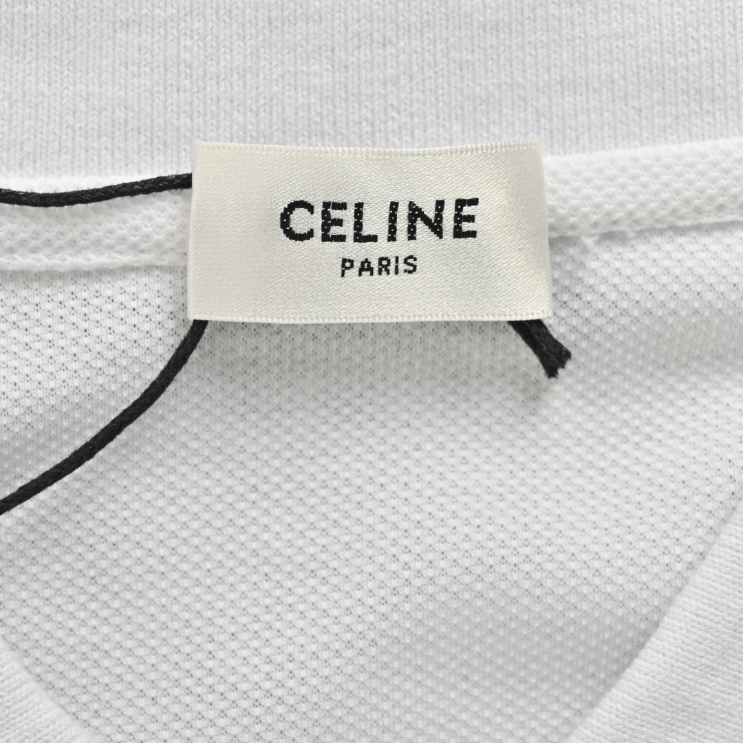 Celine/赛琳 24ss 凯旋门刺绣Polo短袖 白色