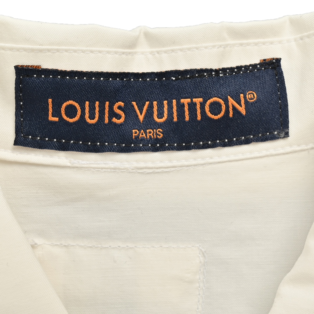 Louis Vuitton/路易威登 24ss 铁塔刺绣短袖衬衫 Marque L. Vuitton Déposée 标识和胸前的刺绣标识致意