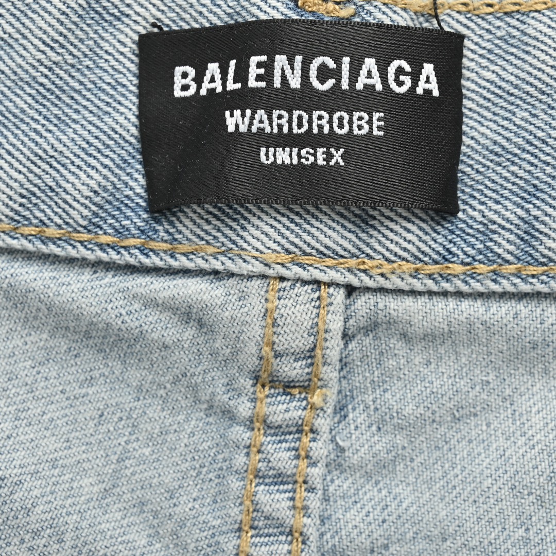 Balenciaga/巴黎世家 24ss 做旧流苏裤脚牛仔短裤