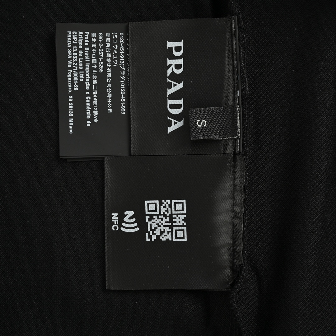 Prada/普拉达 24ss 三角布标Polo短袖 品牌客供定织面料250g长绒棉平纹亲肤面微弹力