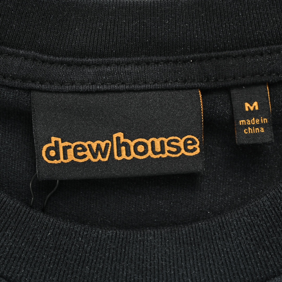 Drew House 23ss 笑脸爆裂纹做旧短袖