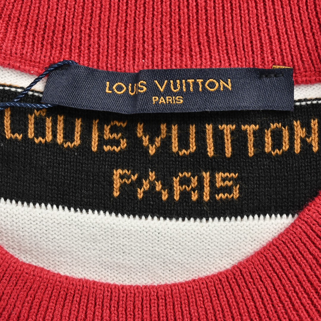 Louis Vuitton/裤子威登 23ss 红蓝字母提花针织短袖