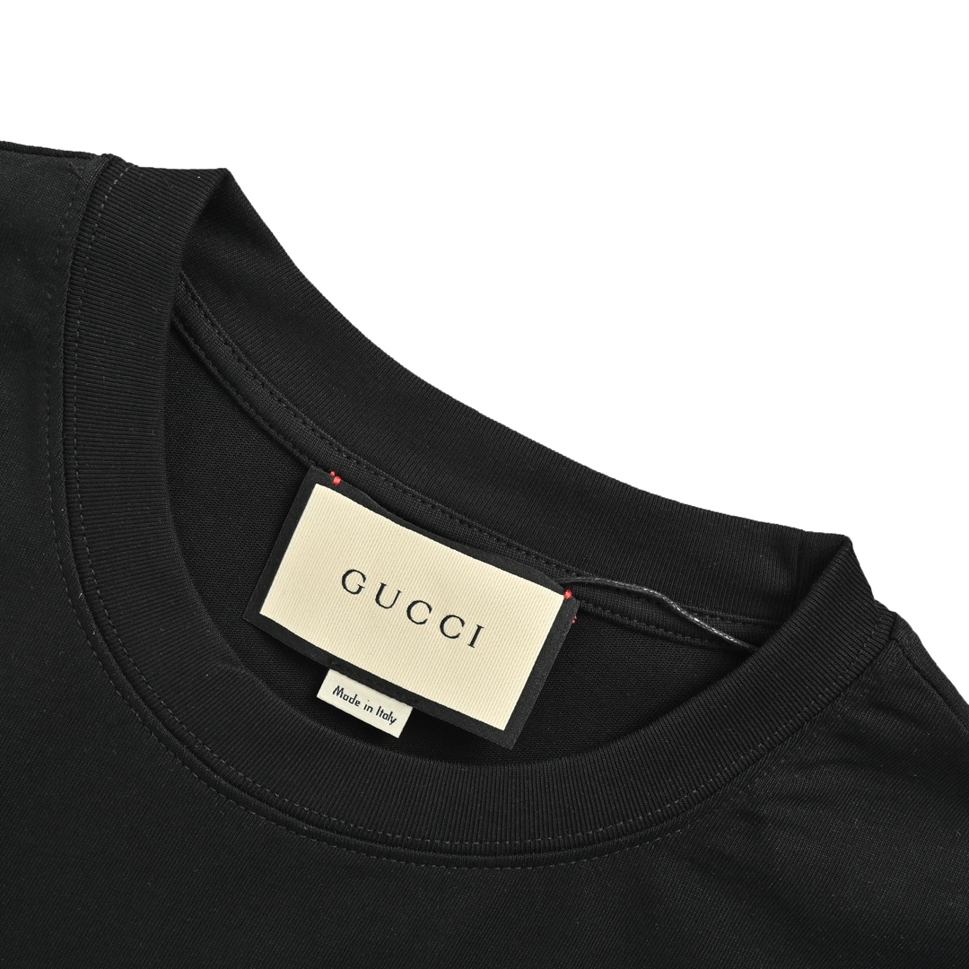 Gucci/古驰 老花贴布小熊刺绣短袖