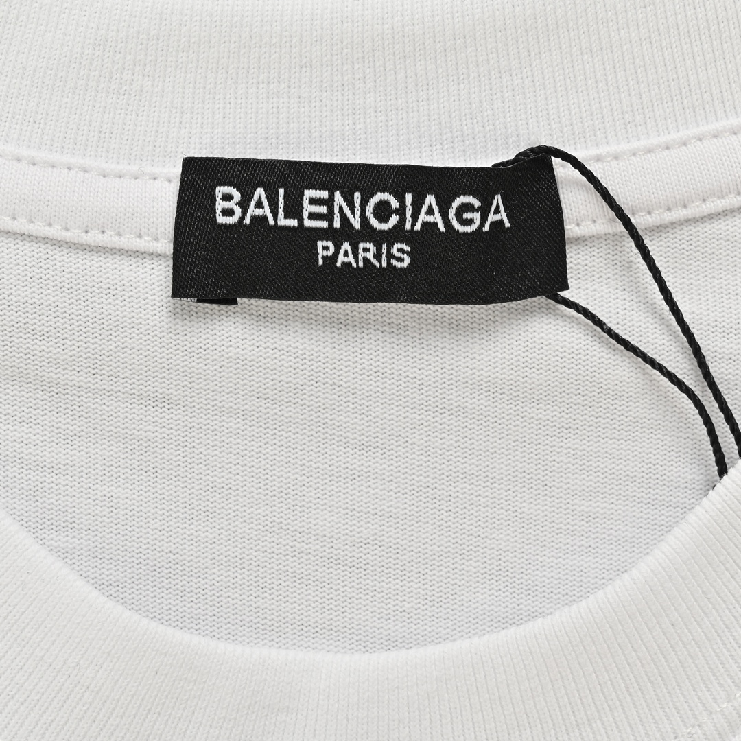 Balenciaga/巴黎世家 24ss 蓝色双B字母印花短袖