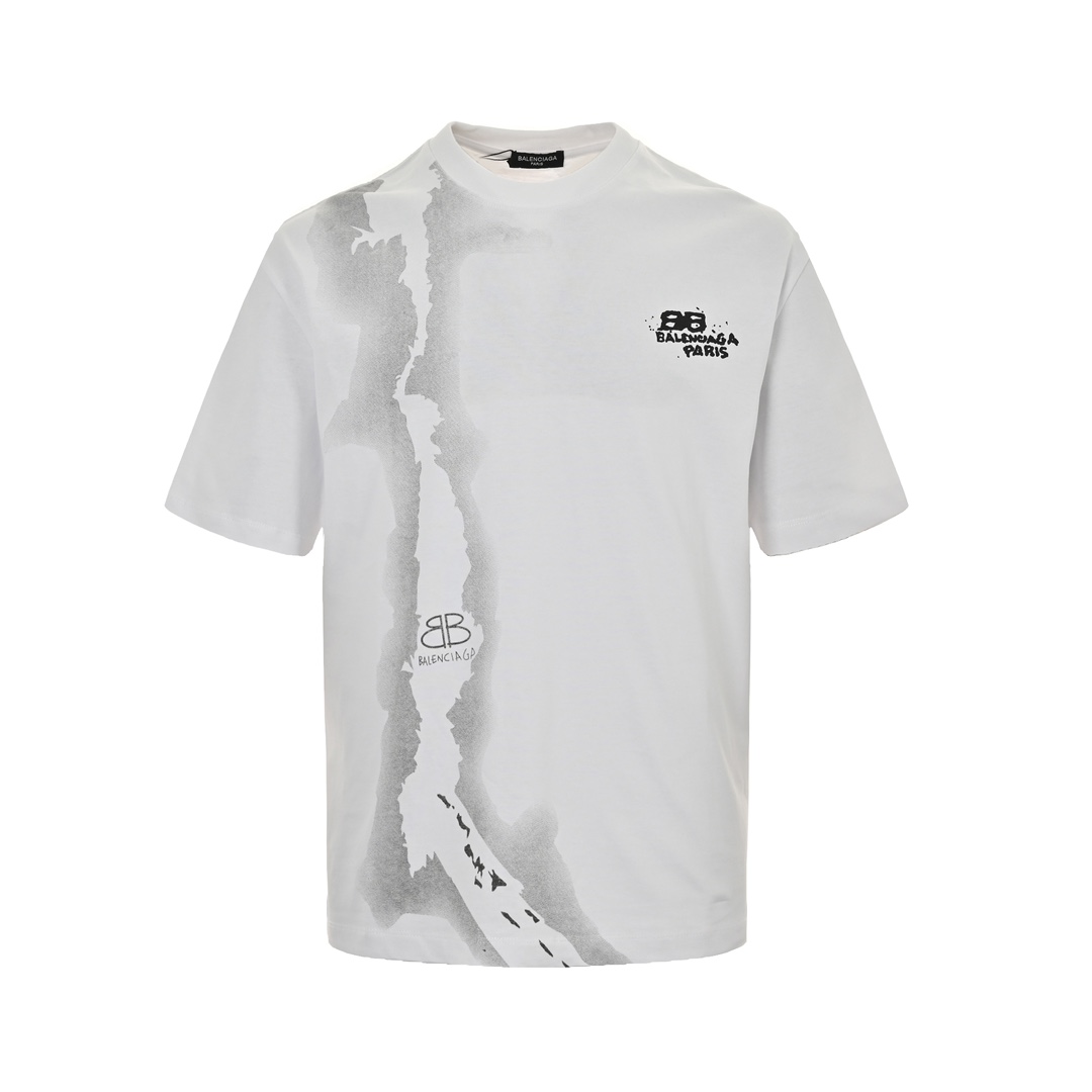 Balenciaga/巴黎世家 24ss 双B涂鸦字母印花短袖