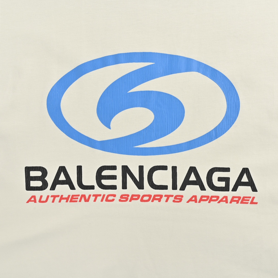 Balenciaga/巴黎世家 24ss 蓝色微标龟裂印花短袖
