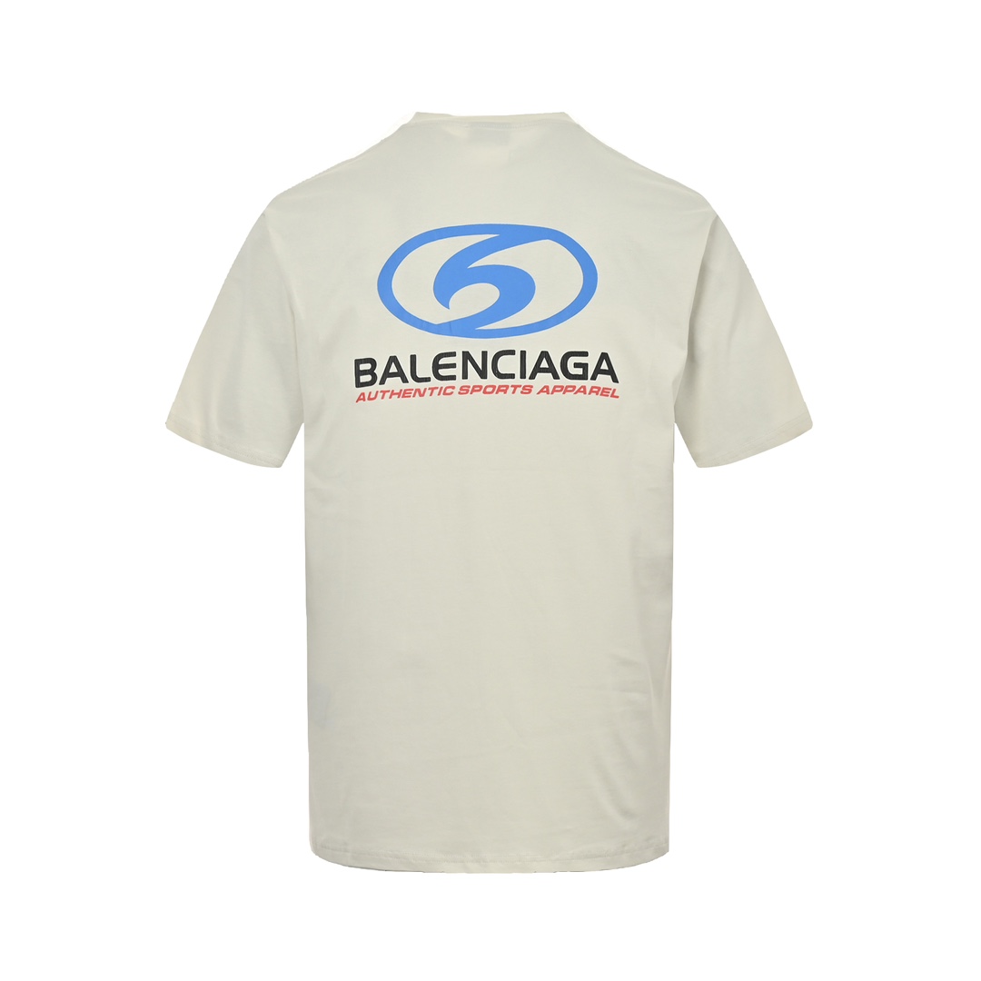 Balenciaga/巴黎世家 24ss 蓝色微标龟裂印花短袖