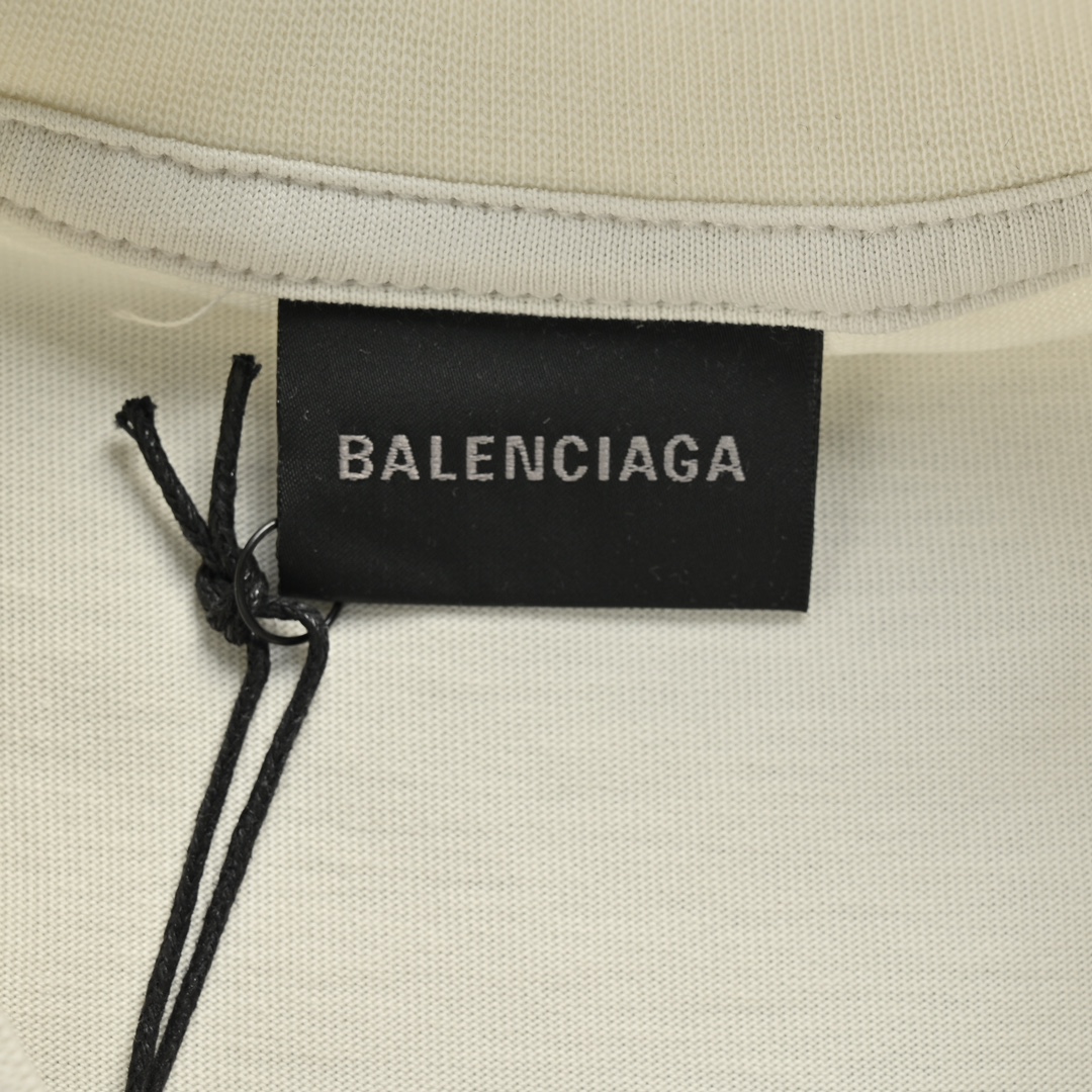 Balenciaga/巴黎世家 24ss 蓝色微标龟裂印花短袖