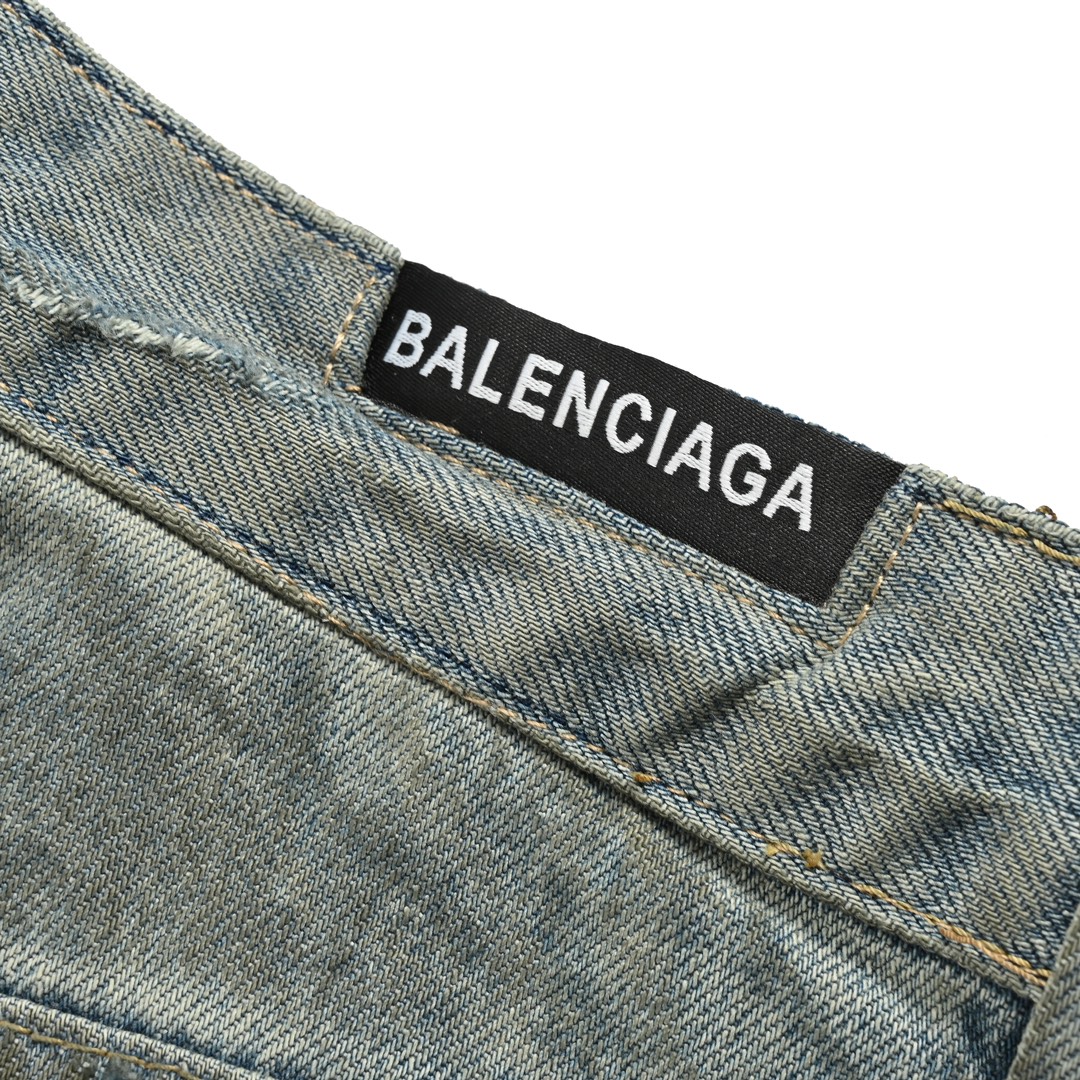 Balenciaga/巴黎世家 23ss 糜烂泥染做旧破坏牛仔裤