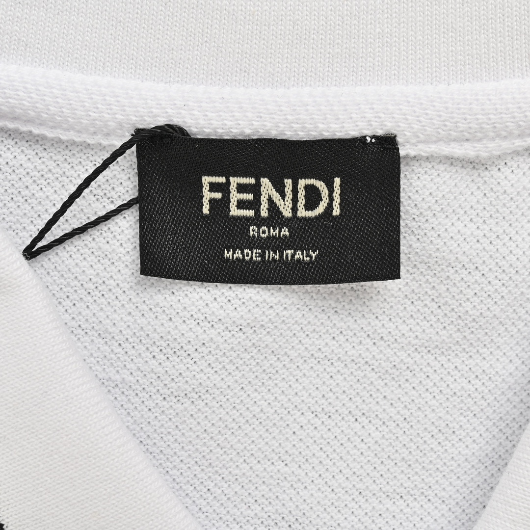 Fendi/芬迪 24ss 领口FF刺绣织带Polo短袖 定织280克纯棉珠地面料