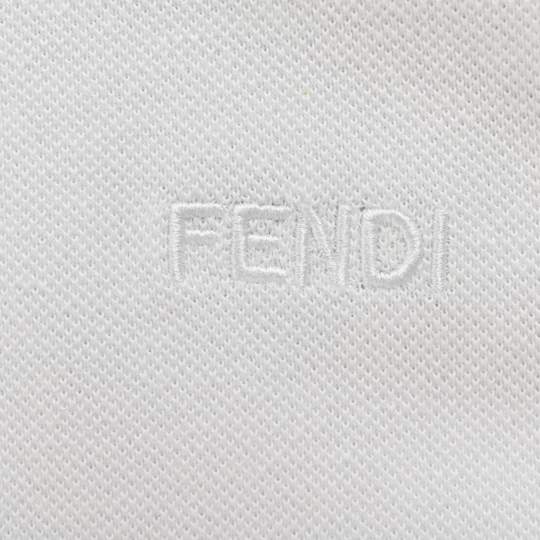 Fendi/芬迪 24ss 领口FF刺绣织带Polo短袖 定织280克纯棉珠地面料