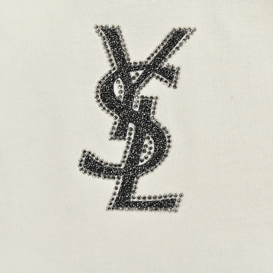 YSL/圣罗兰 24ss 前后烫钻字母logo短袖