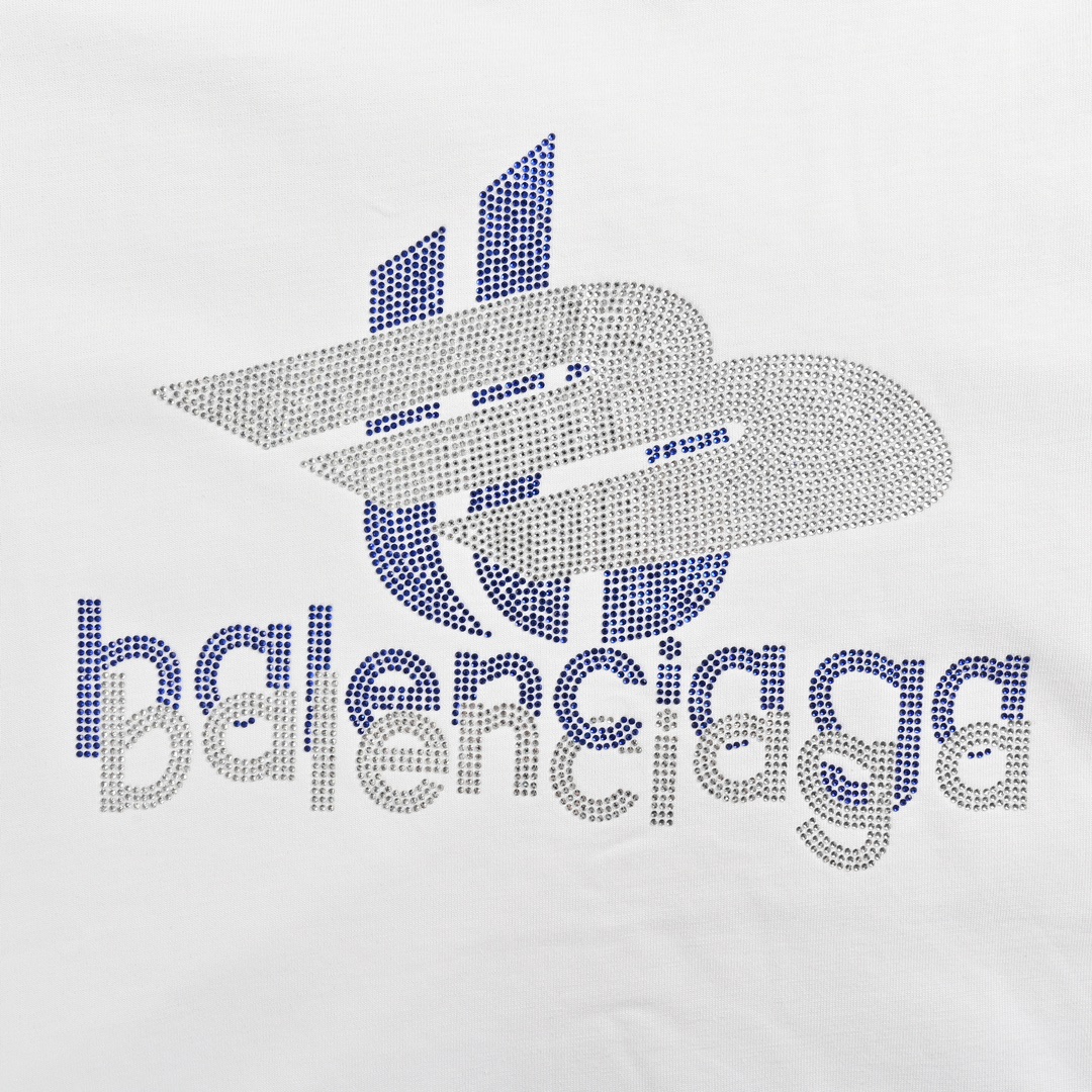 Balenciaga/巴黎世家 24ss 重叠烫钻logo短袖