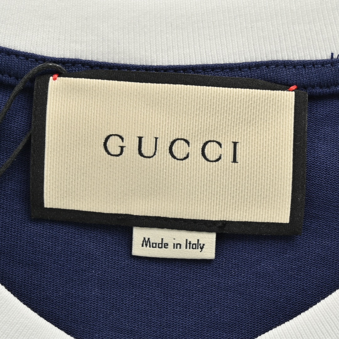 Gucci /古驰 23ss 1921刺绣logo撞色短袖