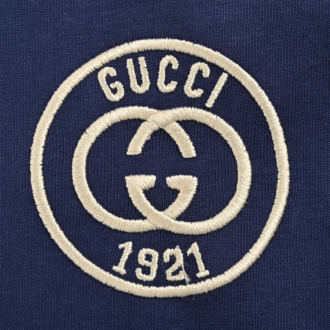 Gucci /古驰 23ss 1921刺绣logo撞色短袖