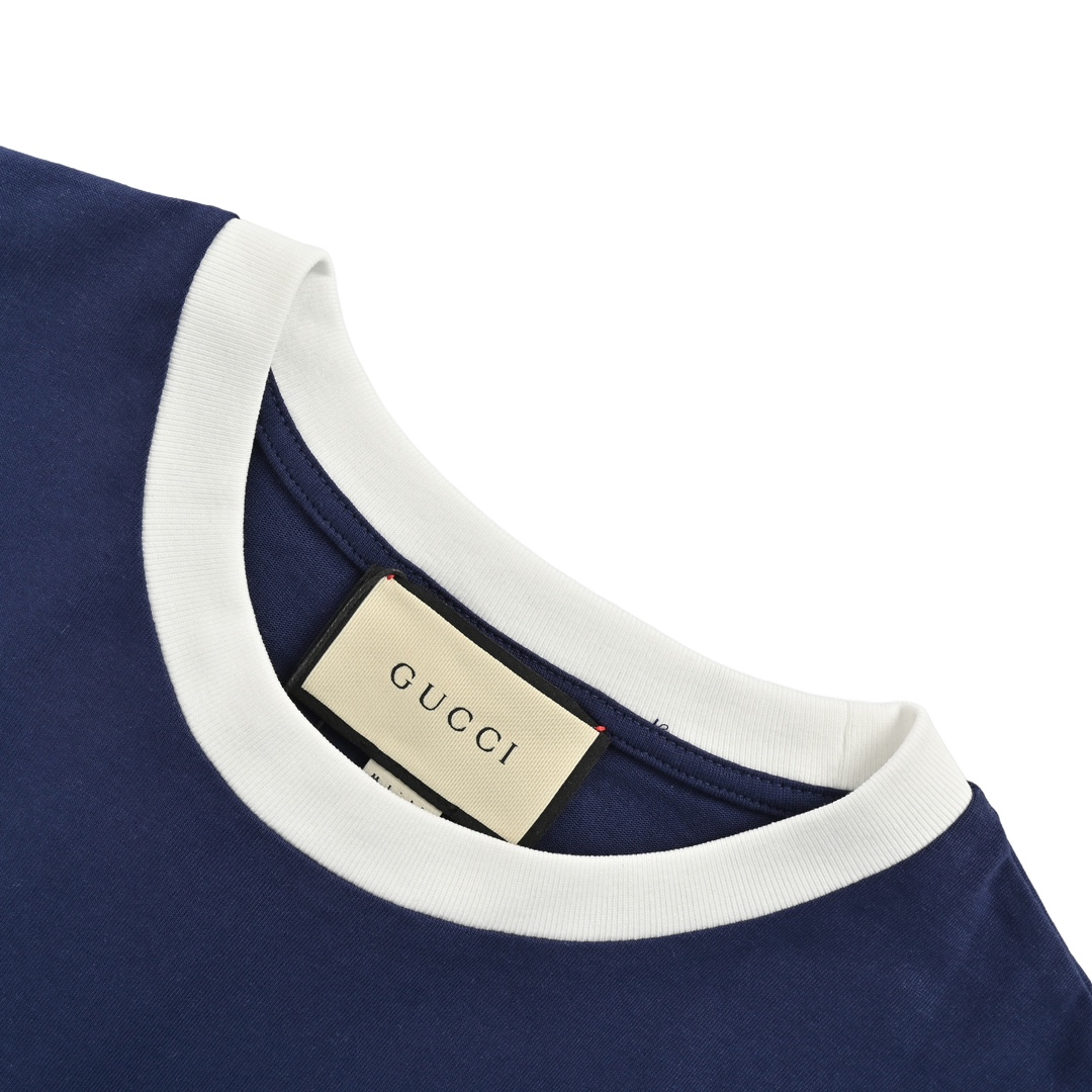 Gucci /古驰 23ss 1921刺绣logo撞色短袖