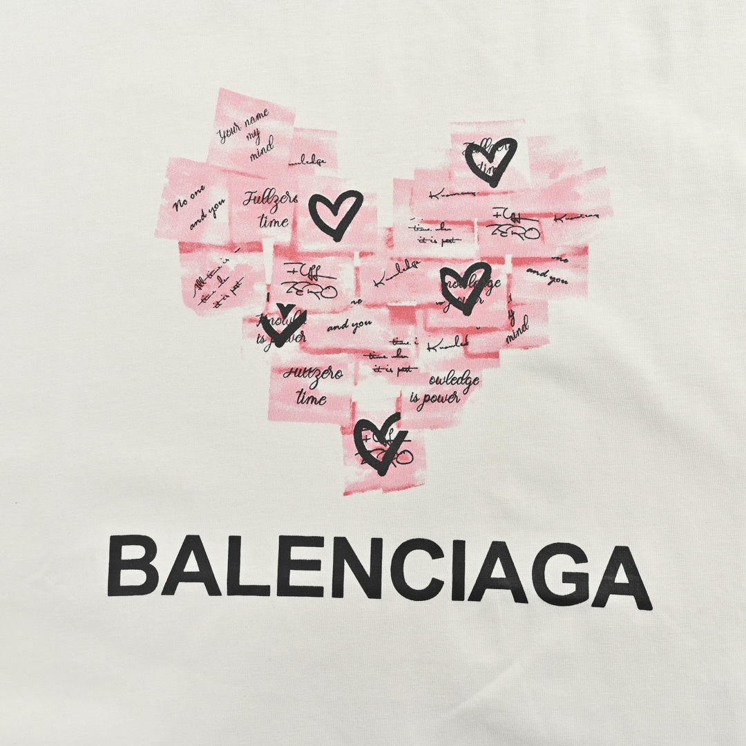 Balenciaga/巴黎世家 24ss 便利贴爱心印花短袖