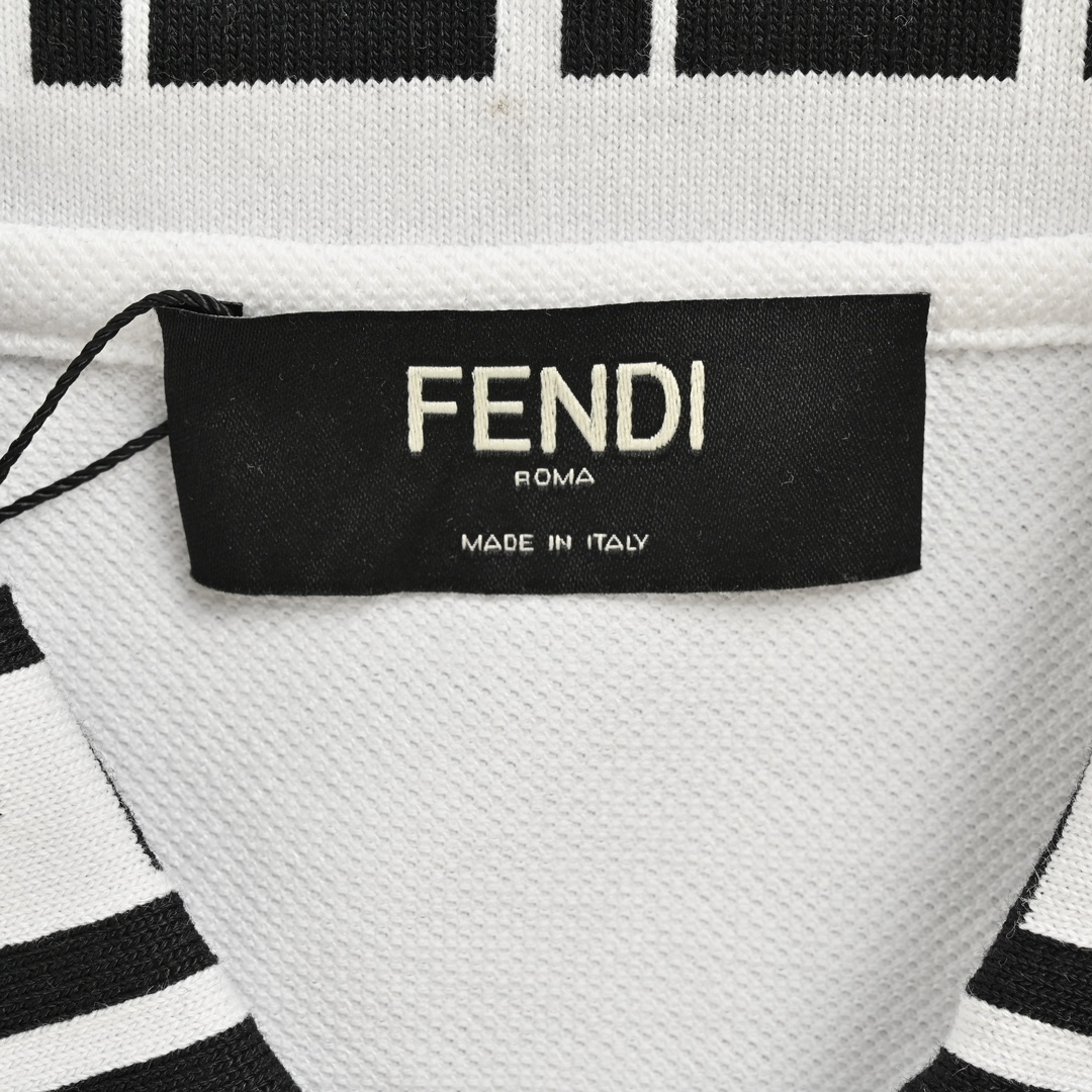 180 Fendi/芬迪 双F领口胸前刺绣字母Polo短袖 采用100双面珠地面料