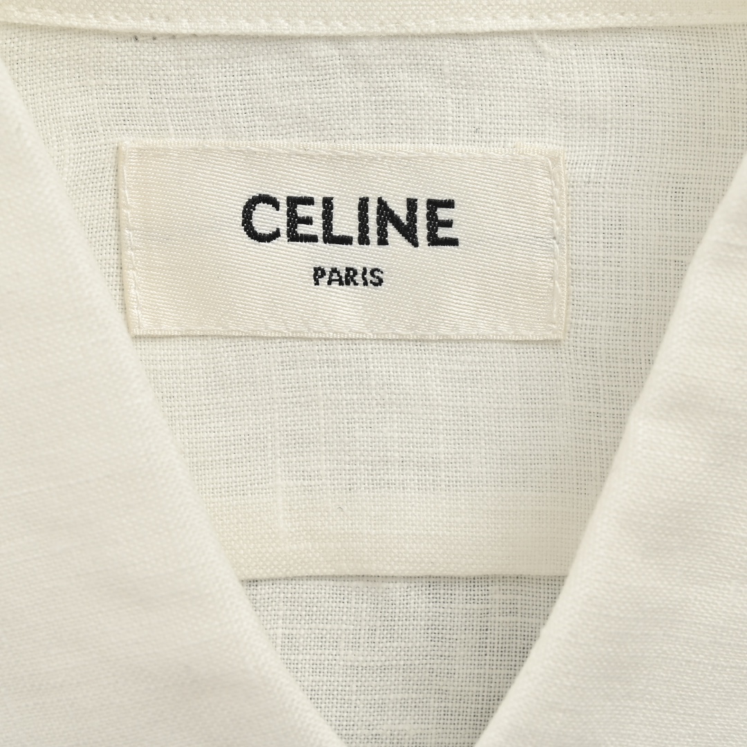 310 Celine/赛琳 24ss 凯旋门亚麻衬衫 面料采用粗纺亚麻