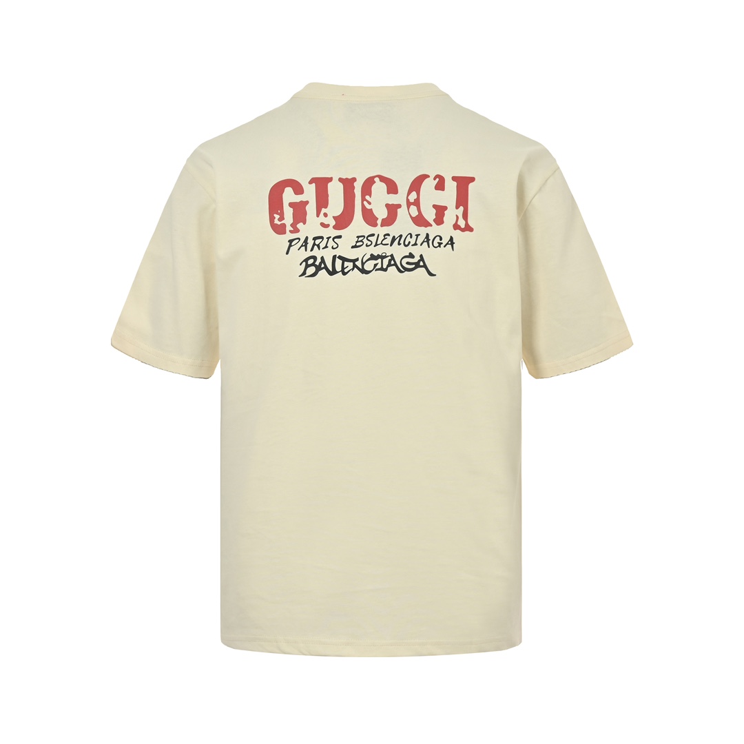 Gucci & Balenciaga 23ss 斑驳字母印花短袖