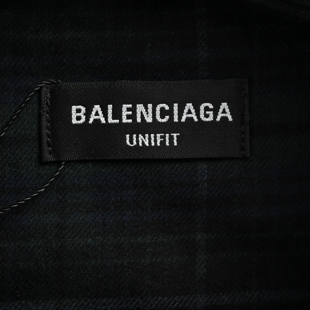 280 Balenciaga/巴黎世家 24ss 模糊字母墨绿格子衬衫 织定染对版法兰绒格仔面料