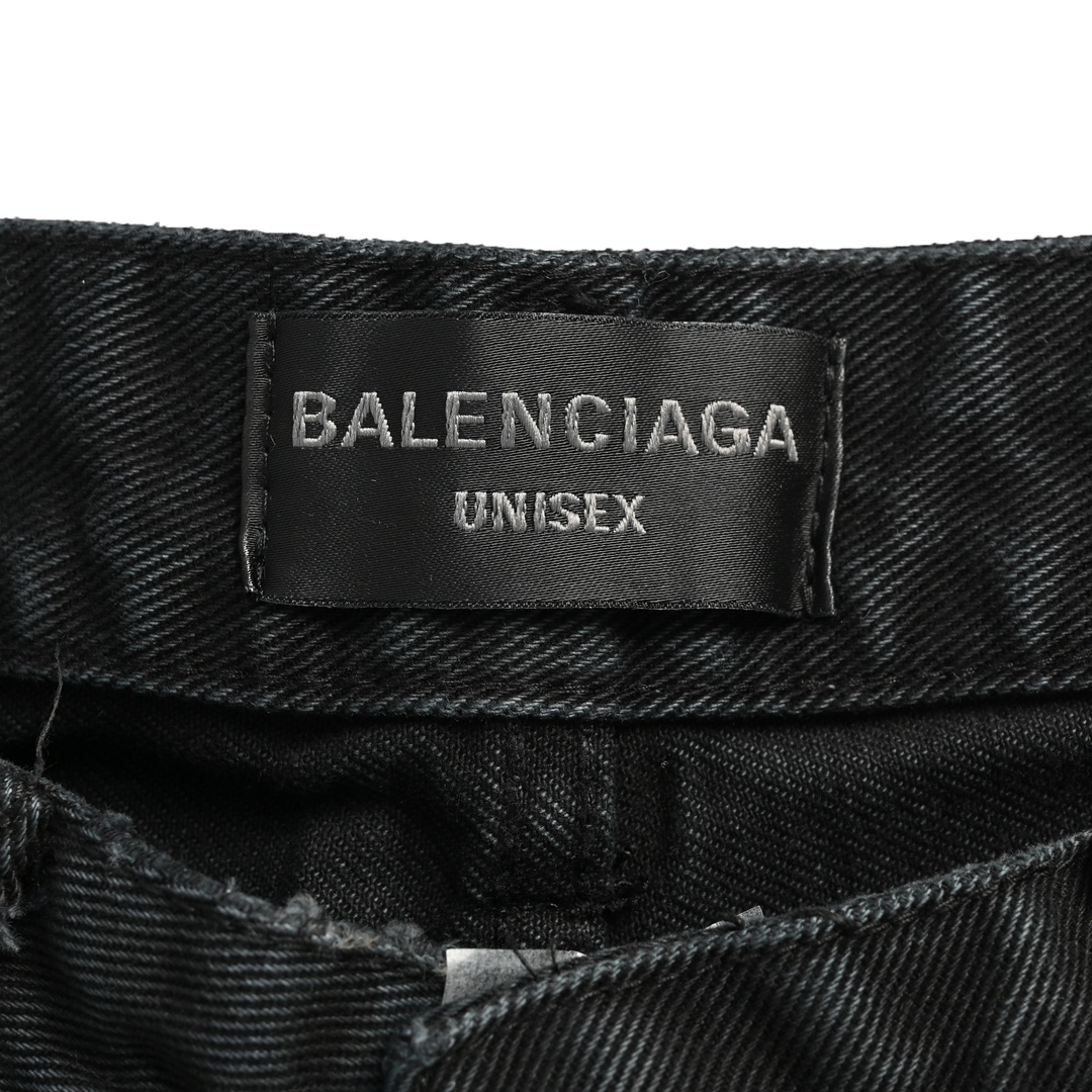 280 Balenciaga/巴黎世家 24ss Bootcut灰黑水洗破坏牛仔裤 采用进口14OZ（盎司）高端牛仔面料