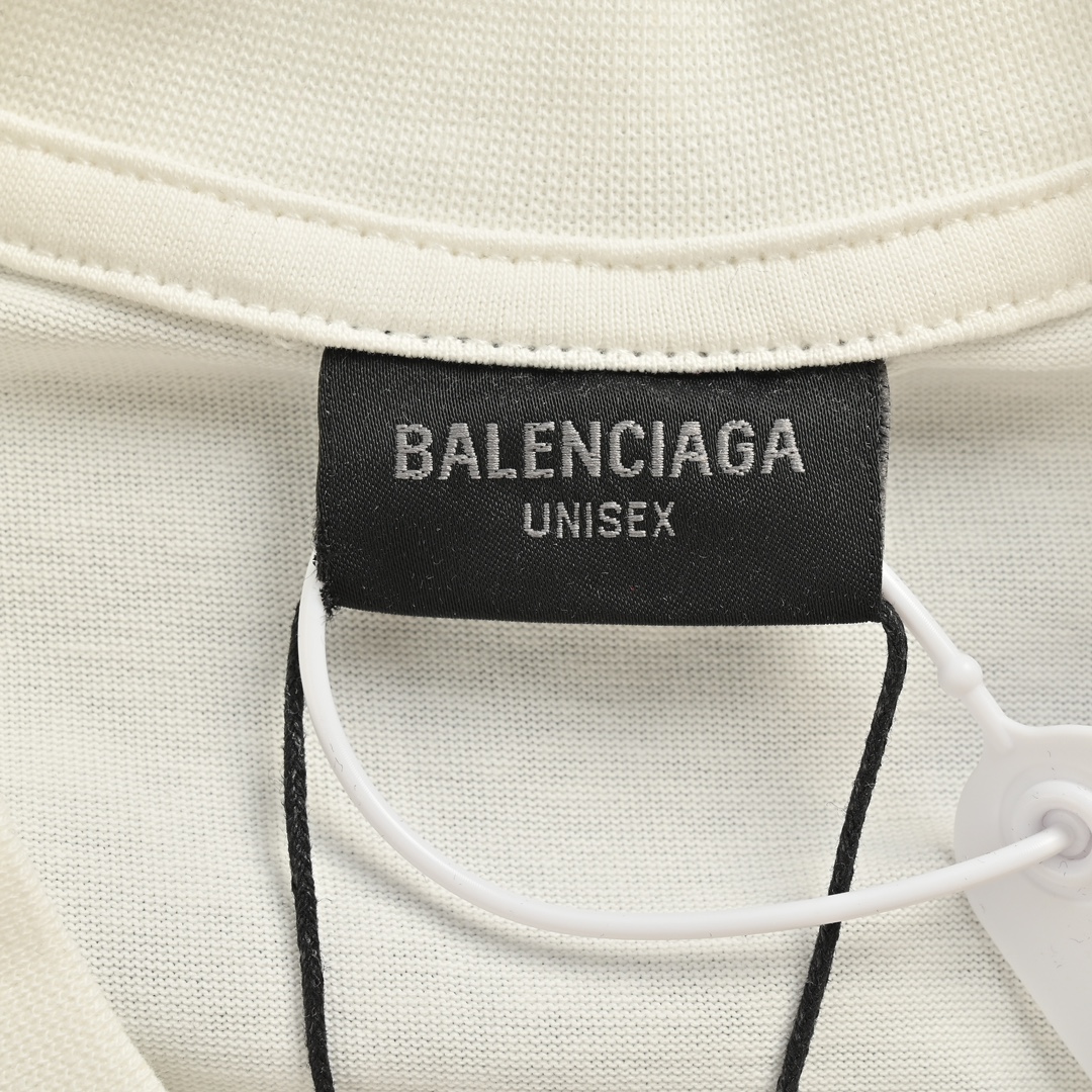 150 Balenciaga/巴黎世家 24ss 废土双环印花短袖 印花做旧处理工艺