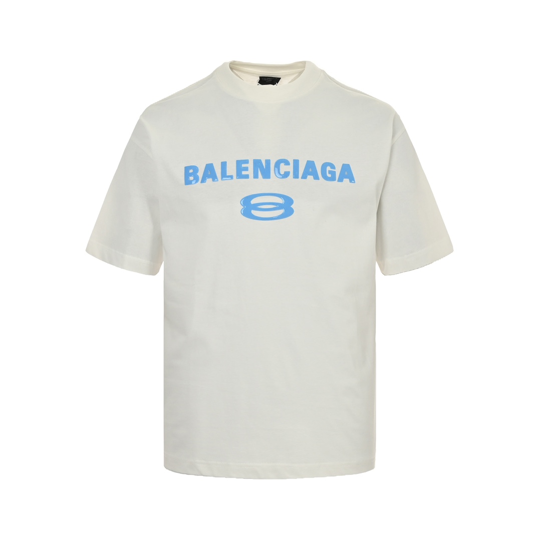 Balenciaga/巴黎世家 24ss 双环字母果冻胶字母印花短袖