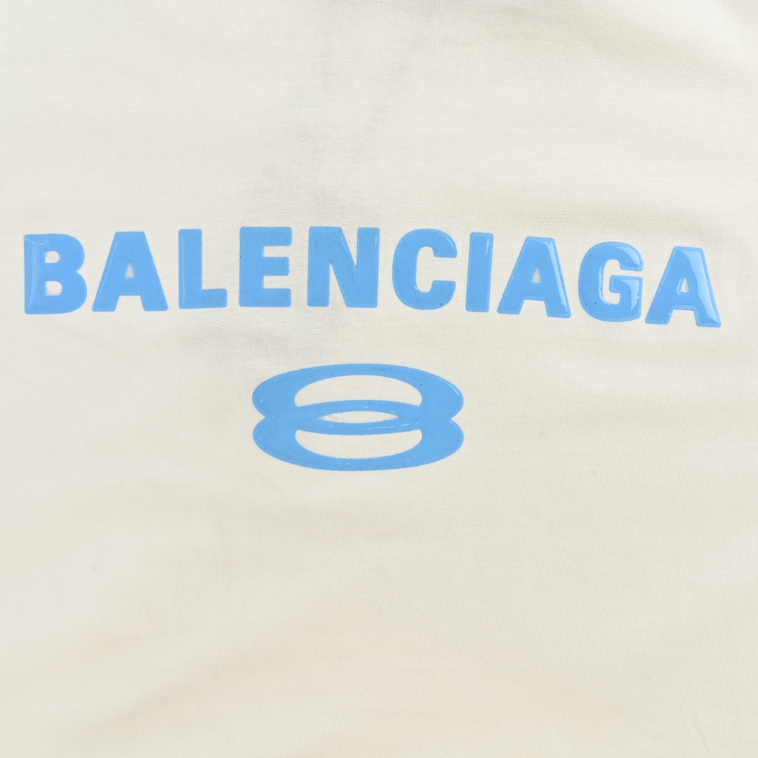 Balenciaga/巴黎世家 24ss 双环字母果冻胶字母印花短袖