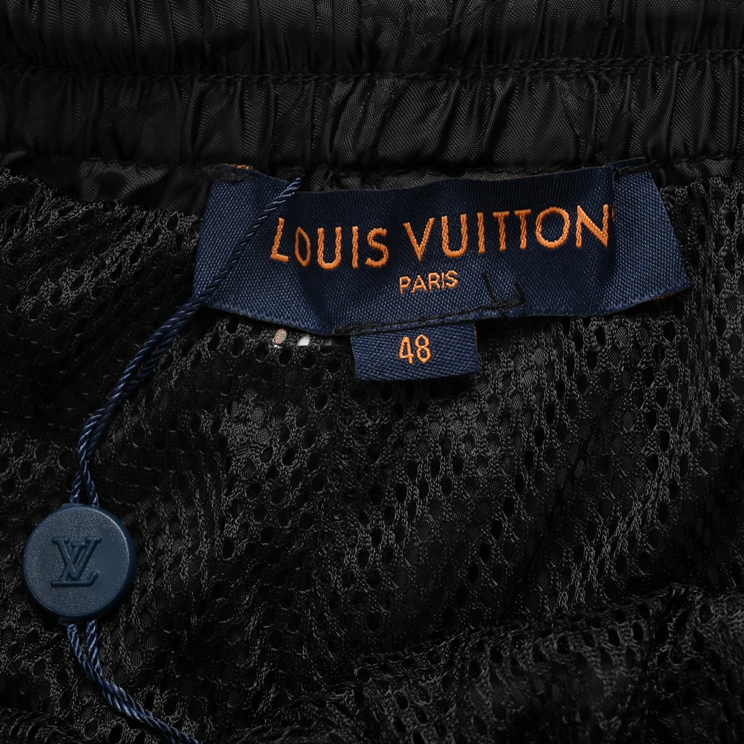 Louis Vuitton/路易威登 经典满印暗纹老花沙滩短裤 黑色 最高版本 高密丝绸提花面料