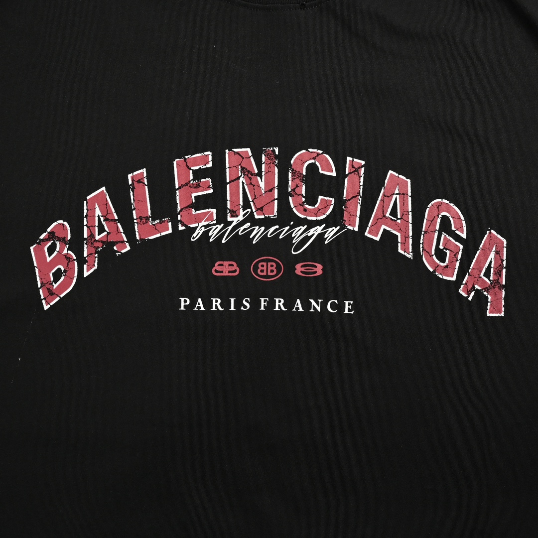 Balenciaga/巴黎世家 24ss 斑驳破裂字母印花短袖