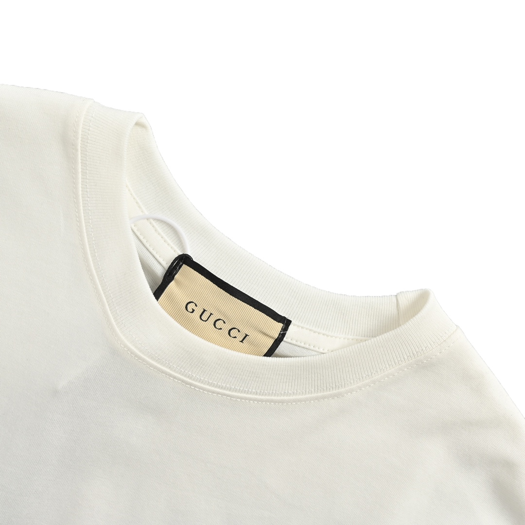 140 Gucci/古驰 24ss 涂鸦字母logo短袖 纯棉双纱面料